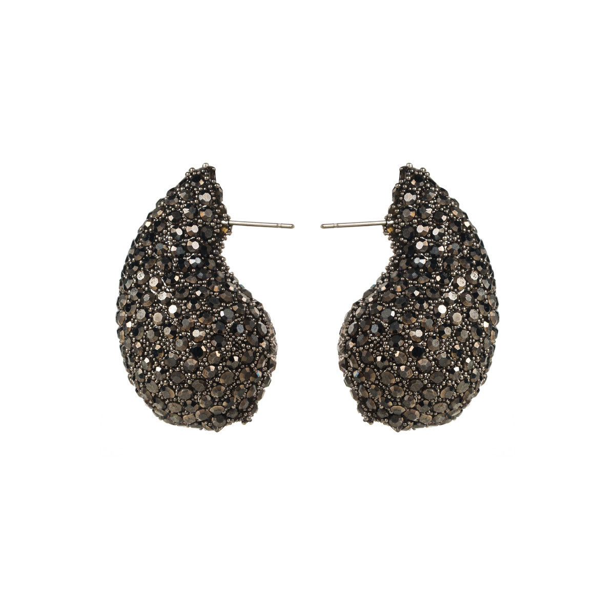 Pair of Geometric Rhinestone Teardrop Stud Earrings