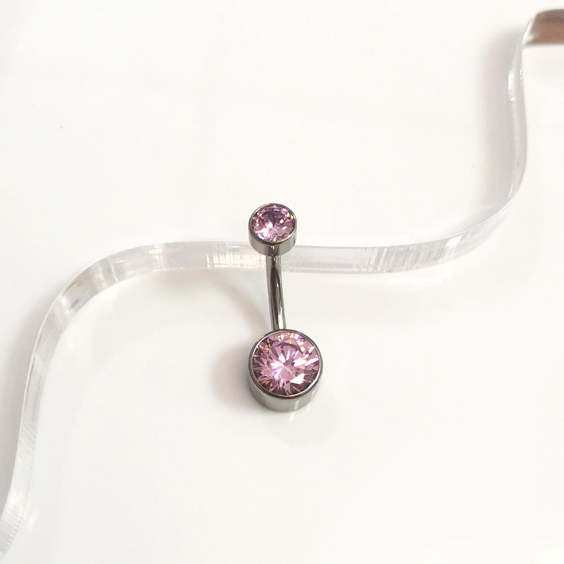 Elegant Zircon Inlay Pure Titanium Belly Ring