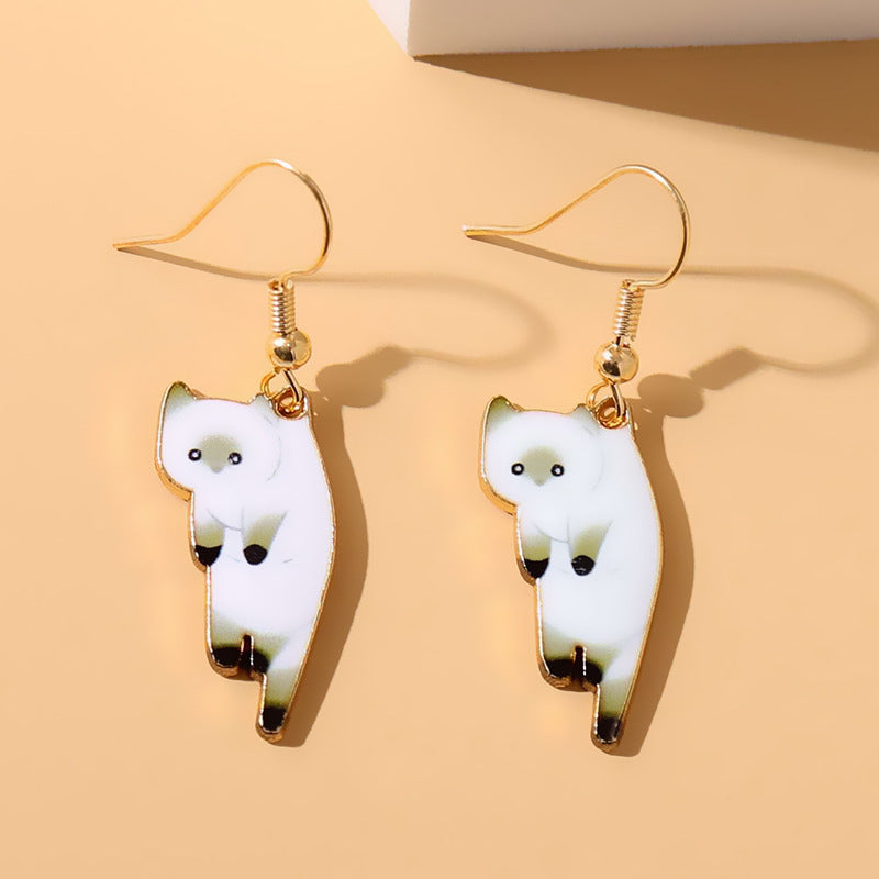 Cartoon Cat Alloy Clip-On Earrings for Girls