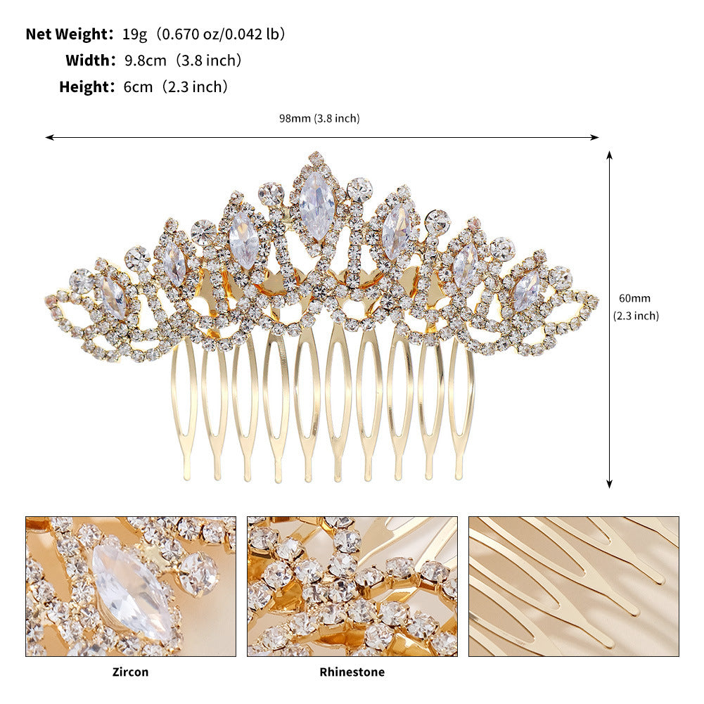 Women's Crystal Zircon Rhinestone Hair Comb - Fashionable Marquise Design