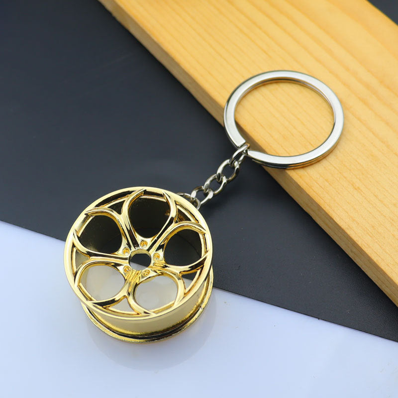 Simple Style Car Wheel Metal Keychain with Automotive Tool Charms