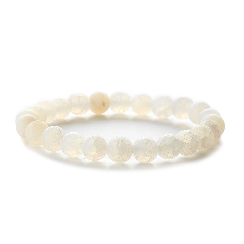 Retro Round Beaded Natural Stone Matte Finish Unisex Bracelet Set