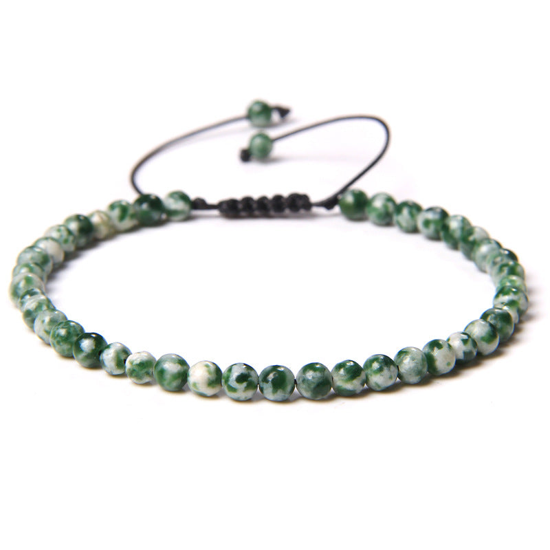 Natural Stone Beaded Bracelet with 4mm Agate Gemstone Beads