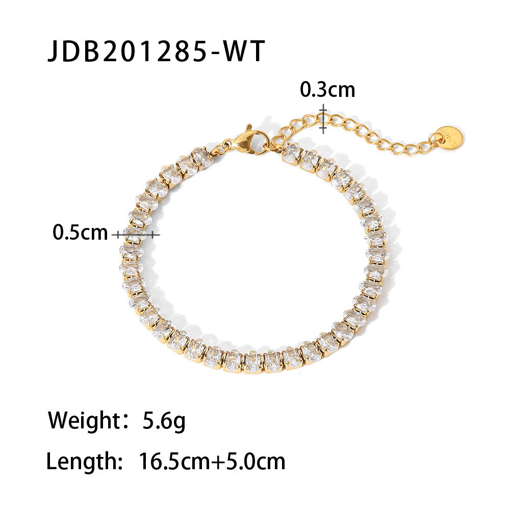 Fashion Geometric Zircon Titanium Steel Bracelet 18k Gold Plated Jewelry