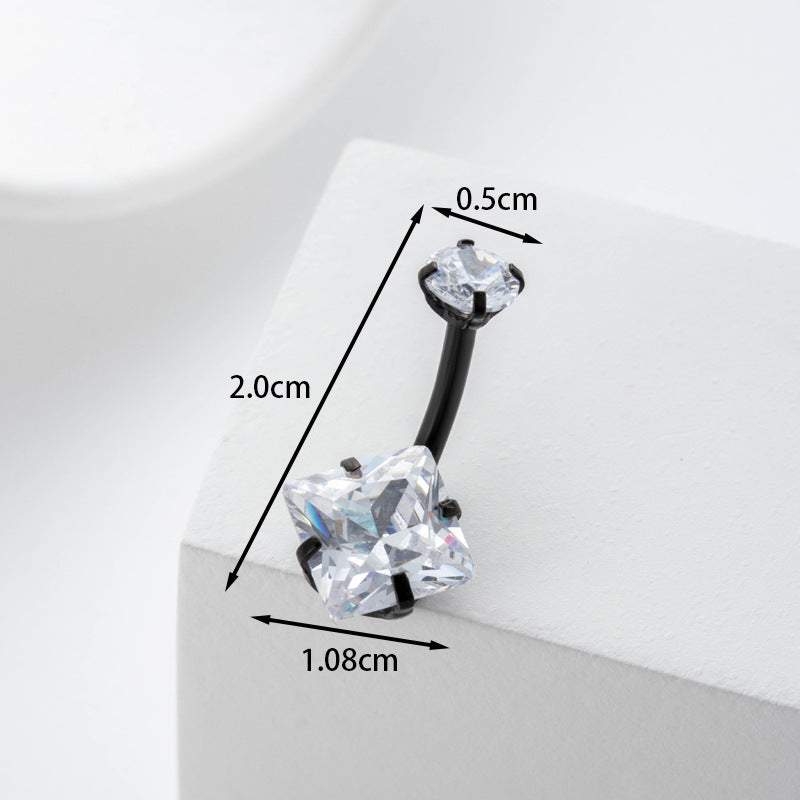 Fashion Star 316L Stainless Steel Zircon Gemstone Navel Ring