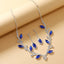 Luxurious Rhinestone Leaf Design Silver Plated Women's Earrings and Necklace Set