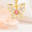 Copper Inlay Butterfly Pendant Necklace with Colorful Marquise Zirconia