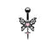 Hip-Hop Exaggerated Rock Lips Butterfly Skull Belly Button Ring - Stainless Steel Alloy with Rhinestones and White Gold Plating