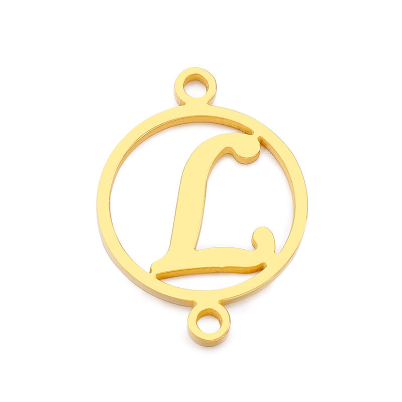 "Stainless Steel Geometric Double Circle Hollow Letter Pendant Necklace"