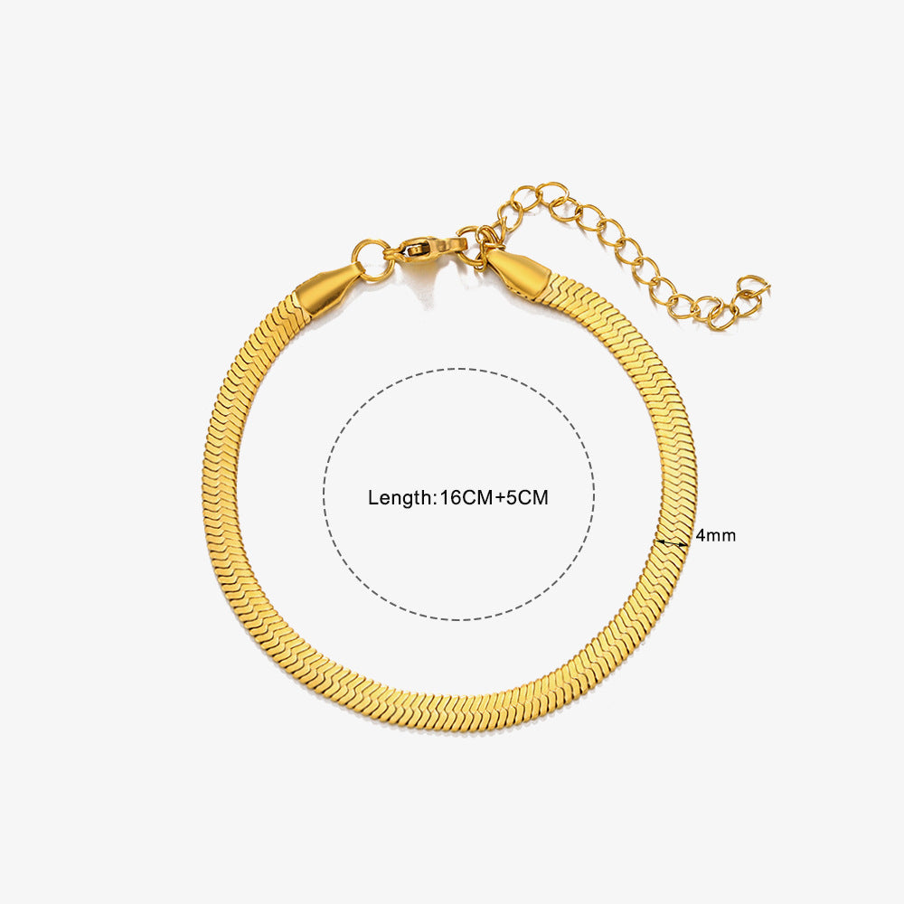 IG Style Minimalist Twist 18K Gold Plated Stainless Steel Snake Chain Bracelet