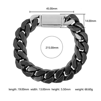 Hip-Hop Geometric Ceramic Cuban Link Stainless Steel Bracelets for Men