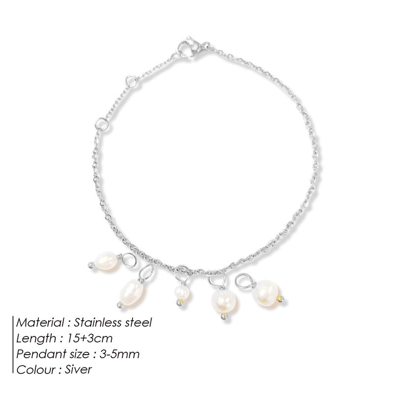 14K Gold Plated Stainless Steel Adjustable Freshwater Pearl Bracelet