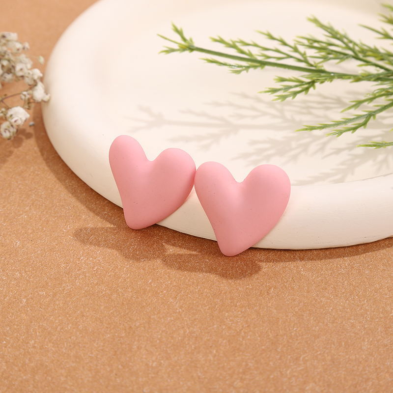 1 Pair Heart Shape Acrylic Stud Earrings - 2024 Valentine's Day Collection