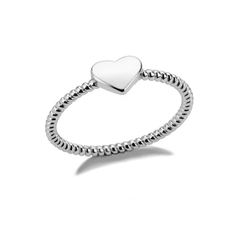 Simple Heart Shape 18k Gold Plated Copper Ring for Women