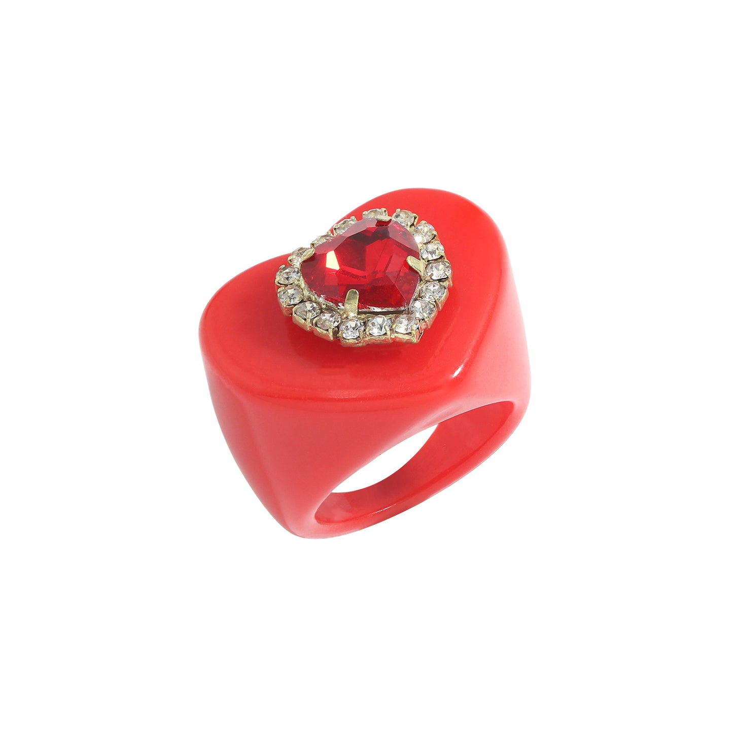 Colorful Resin Heart Diamond Ring - Simple Style Jewelry