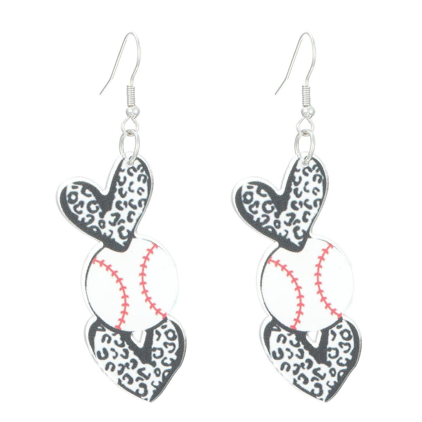 1 Pair Classic Sports Series Heart Shape Acrylic Drop Earrings