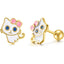 Sweet Cat Enamel Zinc Alloy Minimalist Spiral Back Earrings for Girls