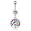 Streetwear Owl & Butterfly Zircon Inlay Stainless Steel Belly Ring