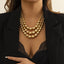 Layered Geometric Beaded Clavicle Chain Necklace