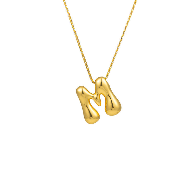 304 Stainless Steel Gold Plated Bubble Letter Necklace