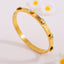 Elegant 18K Gold Plated Stainless Steel Bangle and Titanium Steel Diamond Bracelet Set