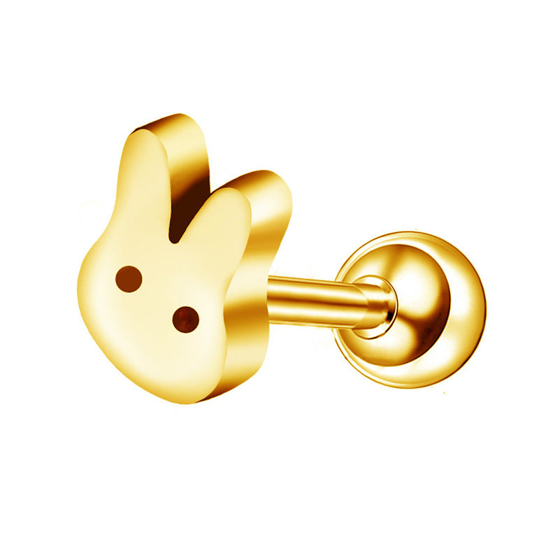Fashion Rabbit Star Heart Shape Stainless Steel Plating Ear Studs 1 Piece