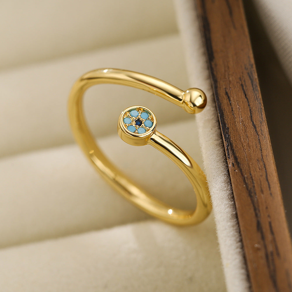 Simple Geometric Zircon Infinity Heart 18K Gold Plated Open Ring