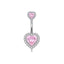 Heart Shape Zircon Inlay Stainless Steel Belly Ring Set