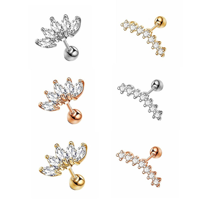 Simple Style Solid Color Stainless Steel Inlay Zircon Ear Studs 1 Piece