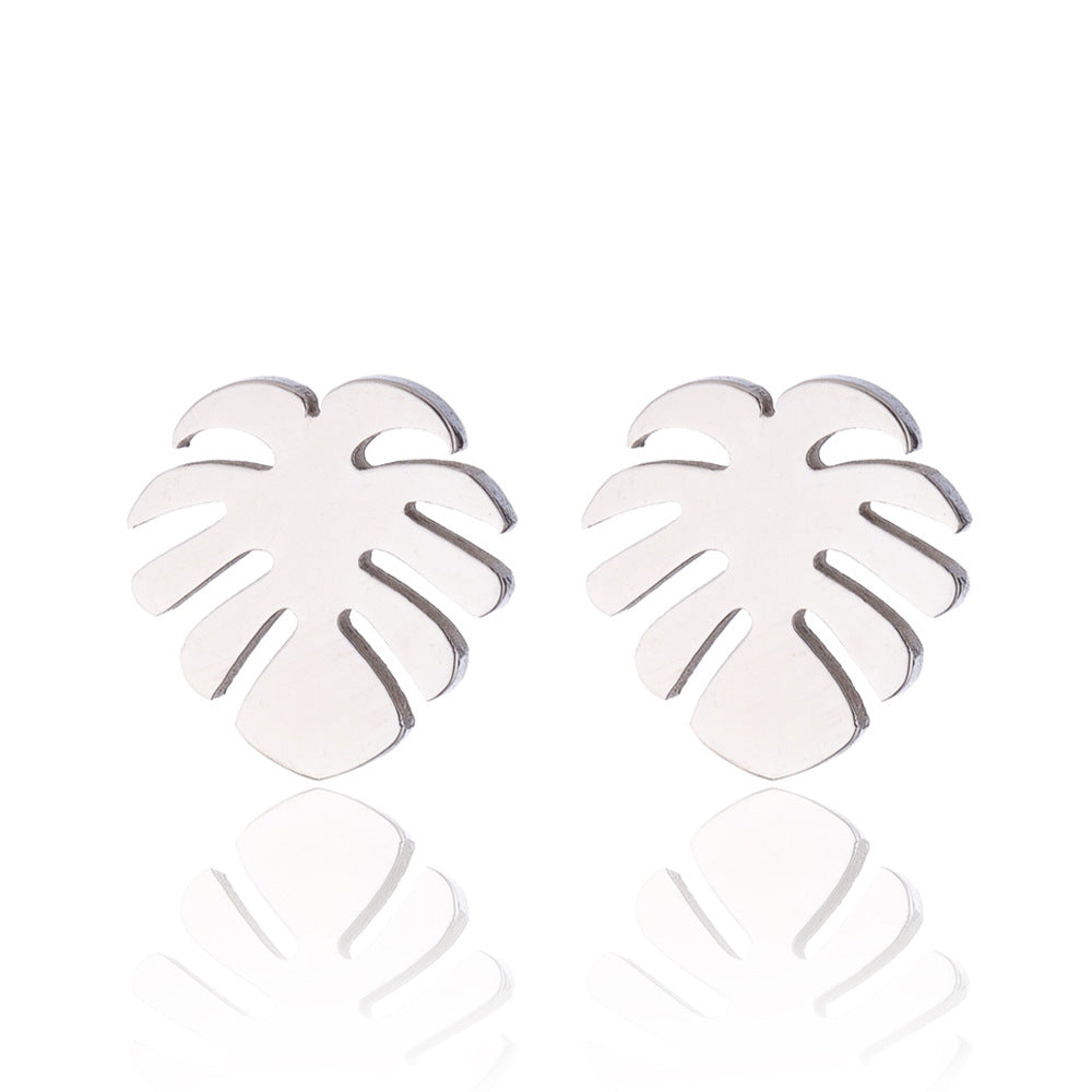 Women'S Fashion Palm Tree Stainless Steel No Inlaid Ear Studs Stainless Steel Earrings