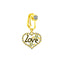 Vintage Cross Heart Belly Ring - 316 Stainless Steel with Rhinestones, Gold Plated