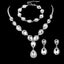 Simple Solid Color Zircon Rhinestone Bridal Jewelry Set - Necklace, Earrings, and Bracelet