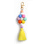 Pastoral Color Block Beaded Silicone Tassel Keychain for Women