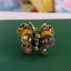 Retro Bronze Butterfly Hair Claw with Resin Bow and Gemstone Inlay