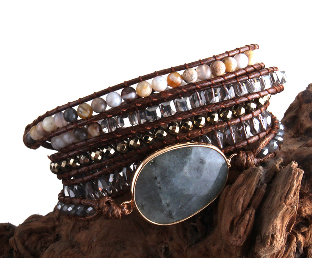 Ethnic Style Natural Stone Beaded Multi-Layer Wrap Bracelet