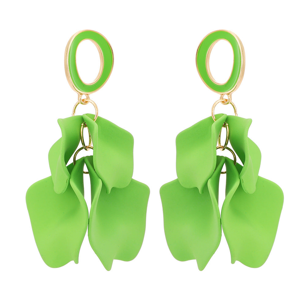 Elegant Petal Zinc Alloy Acrylic Dangle Earrings