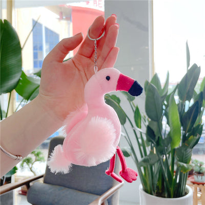 Flamingo Plush Keychain Pendant - Cute Animal Cotton Bag Charm