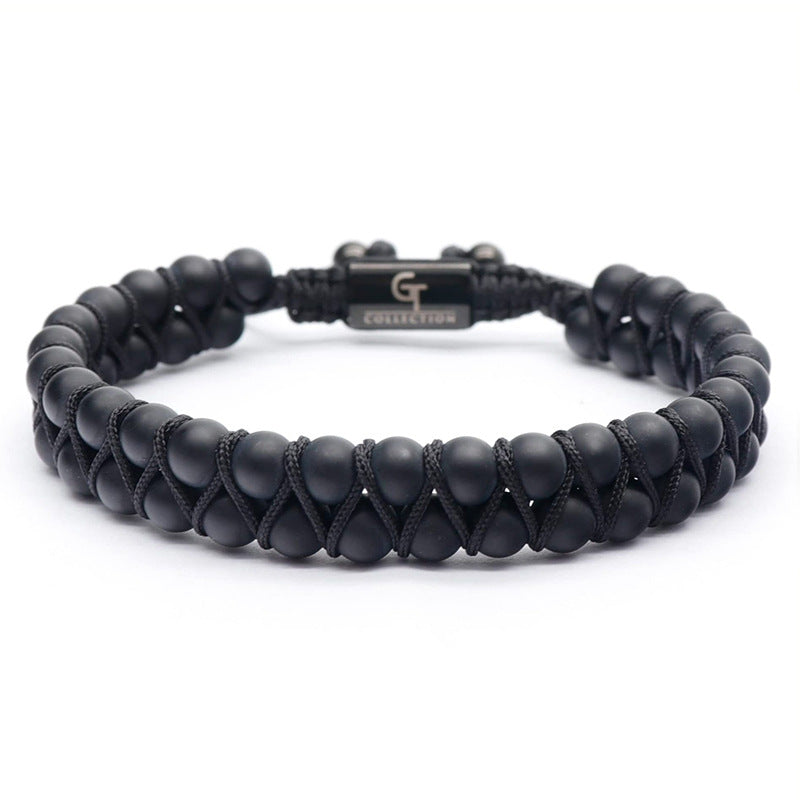 Handmade Natural Stone Double Layer Braided Bracelet - Tiger's Eye Beaded Design