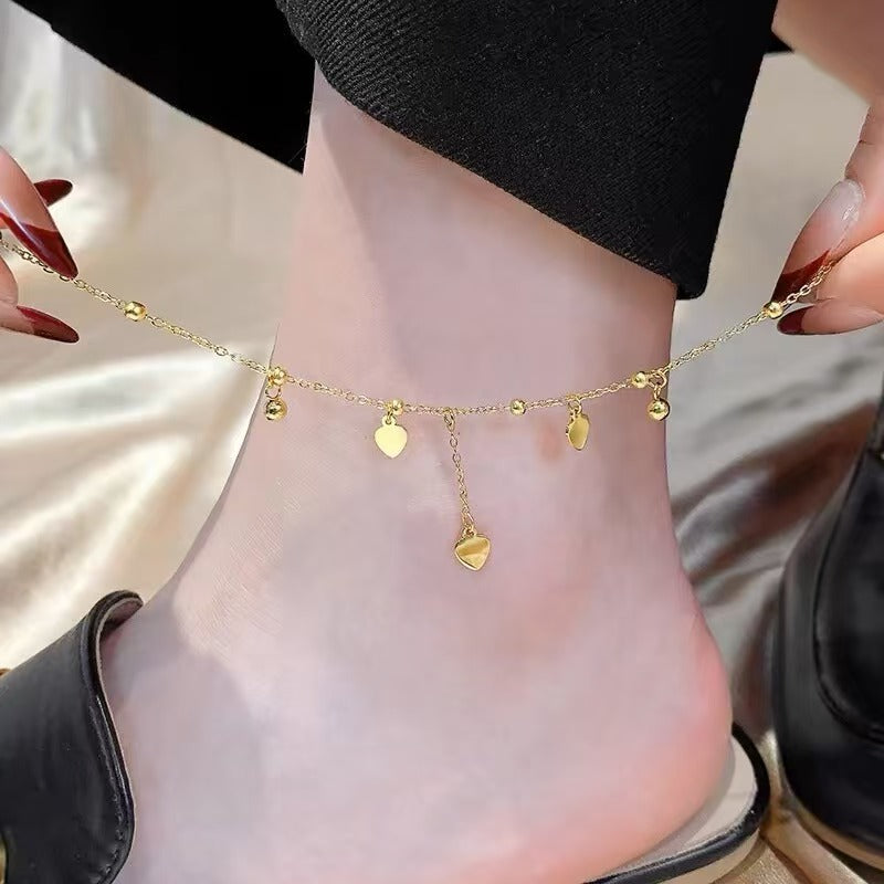 Casual Minimalist 18K Gold Plated Stainless Steel Women's Anklet