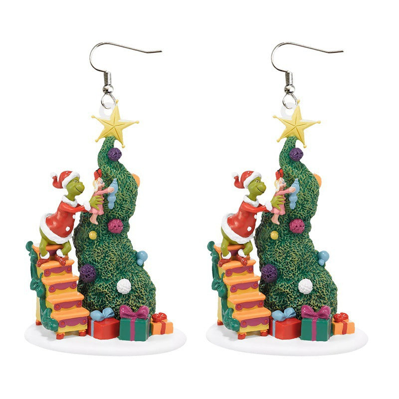 Cartoon Character Grinch Christmas Acrylic Drop Earrings