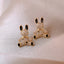 Cute Rabbit Alloy Inlay Rhinestone Stud Earrings with S925 Silver Needle