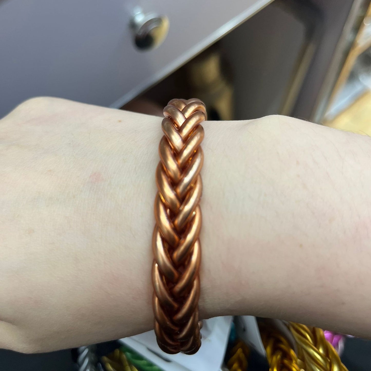 Silicone Braided Unisex Wristband with Gold Foil Accents