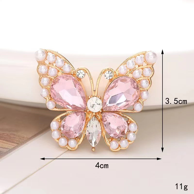 Sweet Butterfly Zircon Pearl Gemstone Shoe Charms & Phone Case Accessories