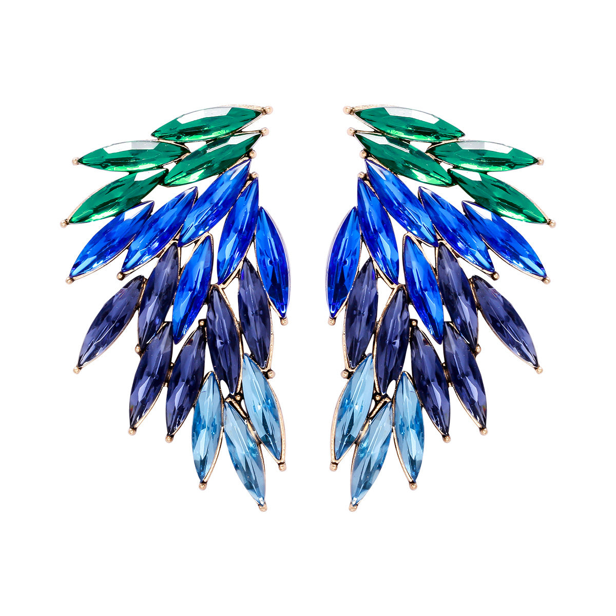 Elegant Feather Wings Alloy Inlay Glass Stone Women's Earrings