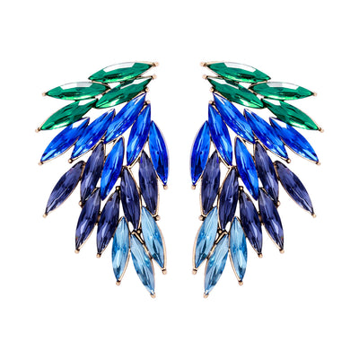 Elegant Feather Wings Alloy Inlay Glass Stone Women's Earrings