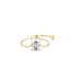 Geometric Sterling Silver Zircon Open Chain Ring for Women