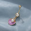 Simple Shell Scallop Pearl Belly Ring with Zirconia Inlay