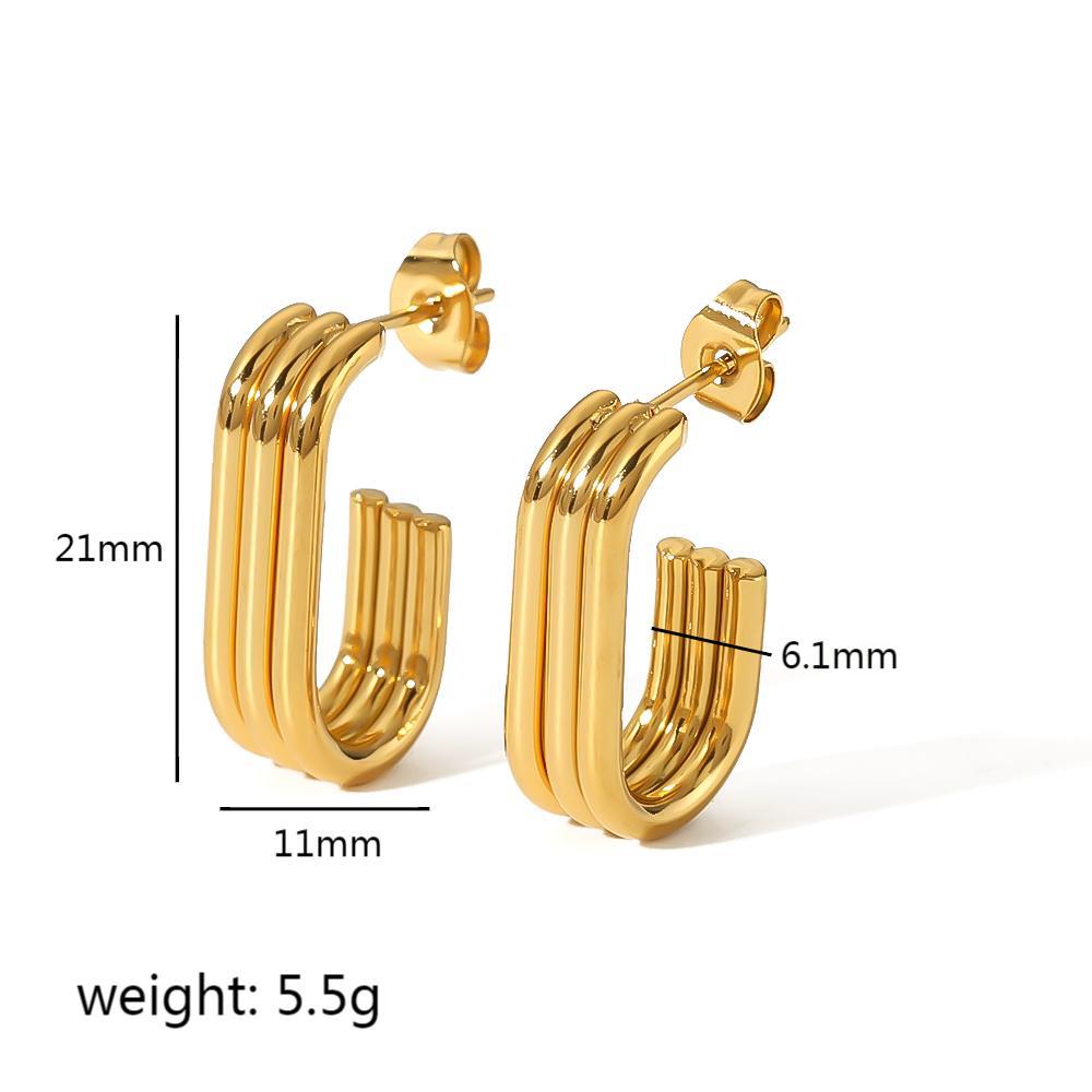 1 Pair Simple Style U Shape Plating 304 Stainless Steel 18K Gold Plated Ear Studs