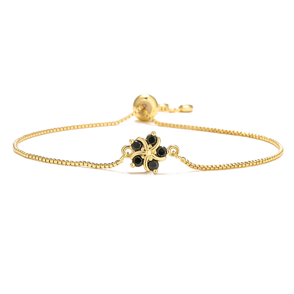 Fashion Flower Copper Bracelets Gold Plated Zircon Copper Bracelets