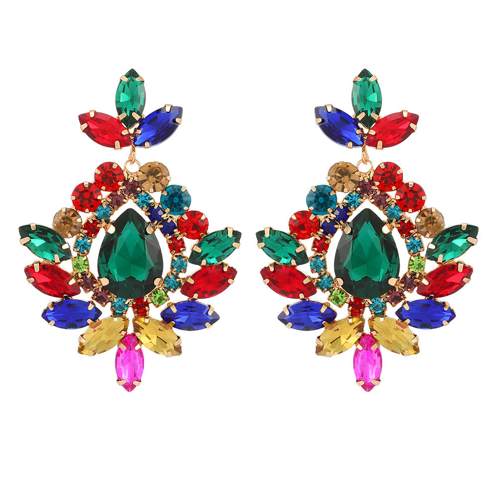 Retro Geometric Colorful Glass Plated Women's Drop Earrings